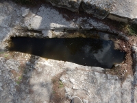 Monks' grave dug into the stone, Abbey of Saint-Roman