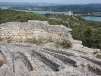 View of the Rhône over the monks' graves dug into the stone, Abbey of Saint-Roman, 9th-15th century