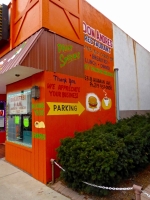 Don Andre's Restaurant, bright orange side wall. Don Andre's Restaurant, bright orange side wall.