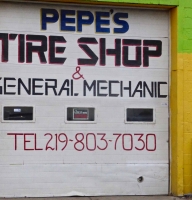Pepe's Tire Shop painted door Pepe's Tire Shop painted door