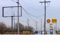 Empty sign and Gas-A-Roo Shell station sign Empty sign and Gas-A-Roo Shell station sign