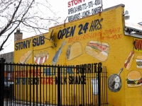 Fast food choices on wall sign, Stony Sub