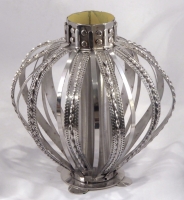 Stanley Szwarc stainless steel squat vase with strips