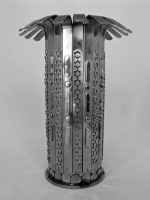Stanley Szwarc stainless steel vase with flaring strips at top