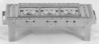 Stanley Szwarc stainless steel wide face box with three faces, front view