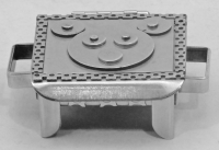Stanley Szwarc stainless steel face box with mouse or bear face, front view
