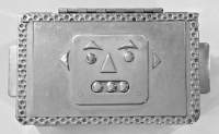 Stanley Szwarc stainless steel small face box  with robot-like face