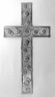 Stanley Szwarc visionary stainless steel cross, c. 1988, 4.5x8.75 P1000782.jpg