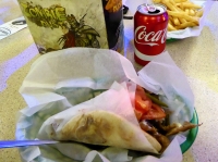The goods at Hellas Gyros, Bryn Mawr near Broadway The goods at Hellas Gyros, Bryn Mawr near Broadway