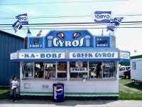 Fair vendors know how to celebrate gyros. Lake County Fair, Grayslake, Illinois