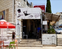 Shawarma on the plaza outside the Greek Orthodox Church of the Annunciation, Nazareth