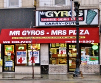Mr. Gyros Mrs. Pizza. Division at Clark, Chicago. Gone Mr. Gyros Mrs. Pizza. Division at Clark, Chicago. Gone
