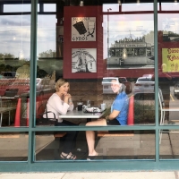 Janet and Emma enjoying lunch at Global Gyros, Schaumburg, Illinois