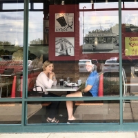 Janet and Emma enjoying lunch at Global Gyros, Schaumburg, Illinois Janet and Emma enjoying lunch at Global Gyros, Schaumburg, Illinois