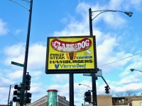 The Clark Street Dog, Clark and Halsted. Graphic wonderland for fast food.