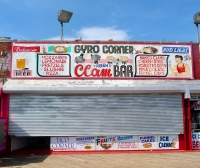 Gyro Corner Clam Bar, Coney Island Boardwalk, Brooklyn. A wonderland of  food graphics