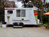 This food truck sports an avant-garde gyros sign. Austin, Texas This food truck sports an avant-garde gyros sign. Austin, Texas