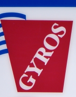 Minimalist, but patriotic, gyros treatment at Good-N-Plenty, U.S. 41, Hammond, Indiana. Gone Minimalist, but patriotic, gyros treatment at Good-N-Plenty, U.S. 41, Hammond, Indiana. Gone
