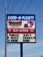 Minimalist, but patriotic, gyros treatment at Good-N-Plenty, U.S. 41, Hammond, Indiana. Gone Minimalist, but patriotic, gyros treatment at Good-N-Plenty, U.S. 41, Hammond, Indiana. Gone