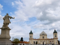 Tykocin's one-time owner Stefan Czarniecki looks over the main square to the rather grand Holy Trinity Church