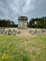 Memorial at the site of the Treblinka death camp, which the Nazis evacuated and razed following a 1943 prisoner uprising. My relatives who had fled to Bialystok after the Nazi invasion probably died here. Treblinka is a bit over an hour southwest of Tiktin (Tykocin)