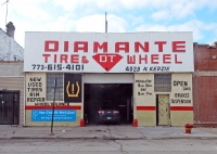 Painted facade, Diamante Tire & Wheel, Kedzie Avenue near Irving Park Road