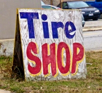Tire Shop signboard, Rudy's Tire Shop, Hohman Avenue, Hammond, Indiana-Roadside Art Tire Shop signboard, Rudy's Tire Shop, Hohman Avenue, Hammond, Indiana-Roadside Art