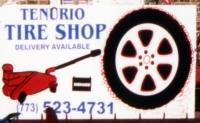 Sign for Tenorio Tire Shop, Western Avenue at 35th Street, Chicago-Roadside Art