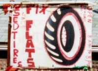Fix Flats, sign for Tenorio Tire Shop, Western Avenue at 35th Street, Chicago-Roadside Art Fix Flats, sign for Tenorio Tire Shop, Western Avenue at 35th Street, Chicago-Roadside Art