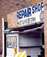 Repair Shop storefront, Western Avenue at Van Buren, Chicago-Roadside Art