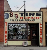 Wall paintings on storefront of B&B Tire Repair, Western Avenue at 47th Street, Chicago-Roadside Art Wall paintings on storefront of B&B Tire Repair, Western Avenue at 47th Street, Chicago-Roadside Art