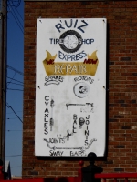 Sign for Ruiz Tire Shop Express, U.S. 41, Munster, Indiana-Roadside Art Sign for Ruiz Tire Shop Express, U.S. 41, Munster, Indiana-Roadside Art