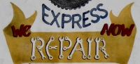 Detail of sign for Ruiz Tire Shop Express, U.S. 41, Munster, Indiana-Roadside Art