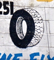 Tire detail, Rudy's Tire Shop, Hohman Avenue, Hammond, Indiana-Roadside Art Tire detail, Rudy's Tire Shop, Hohman Avenue, Hammond, Indiana-Roadside Art