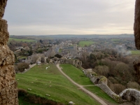 View of the grounds and village from Corfe Castle