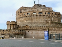 Hadrian's tomb on the Tiber, now the Castel Sant'Angelo. This was the pope's fortress, and a long fortified wall connects it to the Vatican