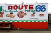 Painted side of building, Route 66 Pizza, Indianapolis Ave, Chicago