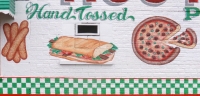Painting of fries, sandwich and pizza, Route 66 Pizza, Indianapolis Ave, Chicago