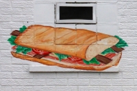 Painting of sub sandwich, Route 66 Pizza, Indianapolis Ave, Chicago