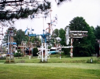 Vollis Simpson's whirligig park in Lucama, North Carolina, circa 1989. The motion in person was spectacular