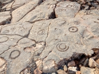 Circles and figures from the Waikoloa petroglyphs in Hawaii