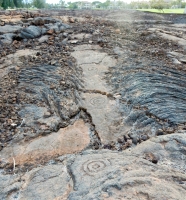 The Waikoloa petroglyphs, with condos in the background