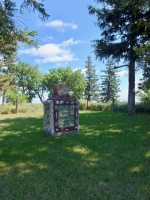 Long view. Father Paul Dobberstein's war memorial, Old Rolfe, Iowa