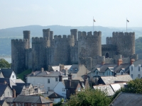 View of Conwy Castle from Plas Mawr, Elizabethan town house in Conwy, Wales