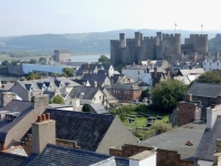 View of Conwy Castle from Plas Mawr, Elizabethan town house in Conwy, Wales
