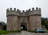 Folly gate to a folly castle we never did get to see. Gwrych Castle was built in the 19th  century to look much older. Abergele, Wales