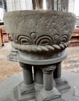 Norman font, Priory Church of St Mary, Abergavenny