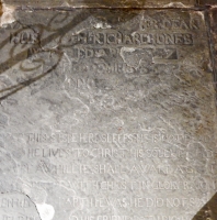 Grave marker at Brecon Cathedral, Wales. Really nice typography on top