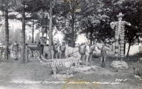 Fred Smith at his Wisconsin Concrete Park in Phillips postcard