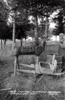 Fred Smith and deer sculpture at his Wisconsin Concrete Park, Phillips, postcard Fred Smith and deer sculpture at his Wisconsin Concrete Park, Phillips, postcard